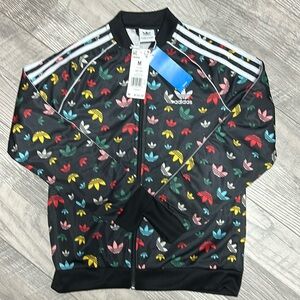 Adidas Three Stripe Trefoil Logo Zip Jacket, Size Girls Medium